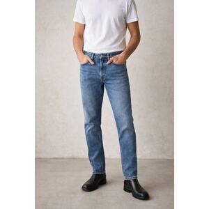 Acne Studios Blå Konst River Mid Blue Jeans 30x32 Slim Straight Made in Italy